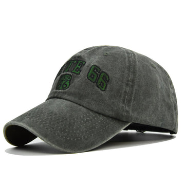 ROUTE 66 Embroidered Denim Washed Baseball Cap